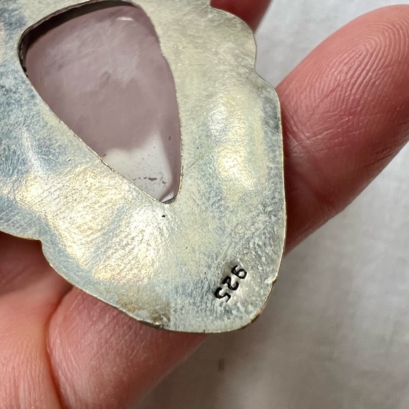 925 Rose Quartz + Larimar Statement Toggle Necklace - Picture 6 of 7